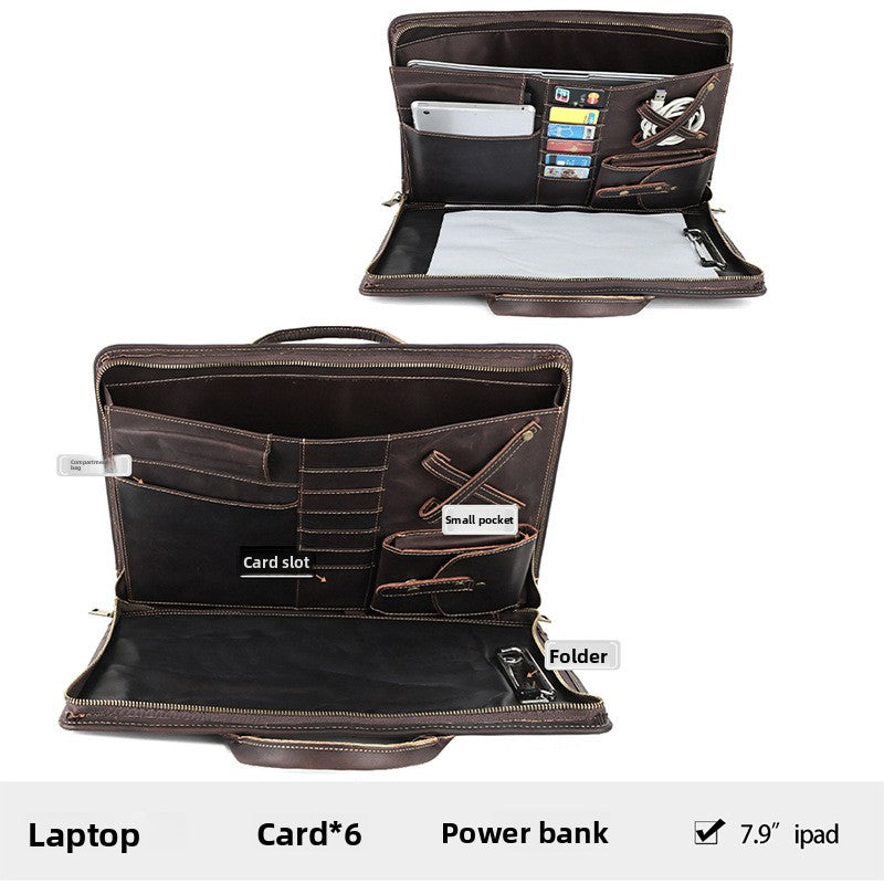 Genuine Leather 15.6 Inch Business Briefcase for Men