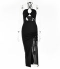 Sexy Halter neck Lace-up Split Dress Summer Y2K Fashion Party Baech Long Dresses For Womens Clothing