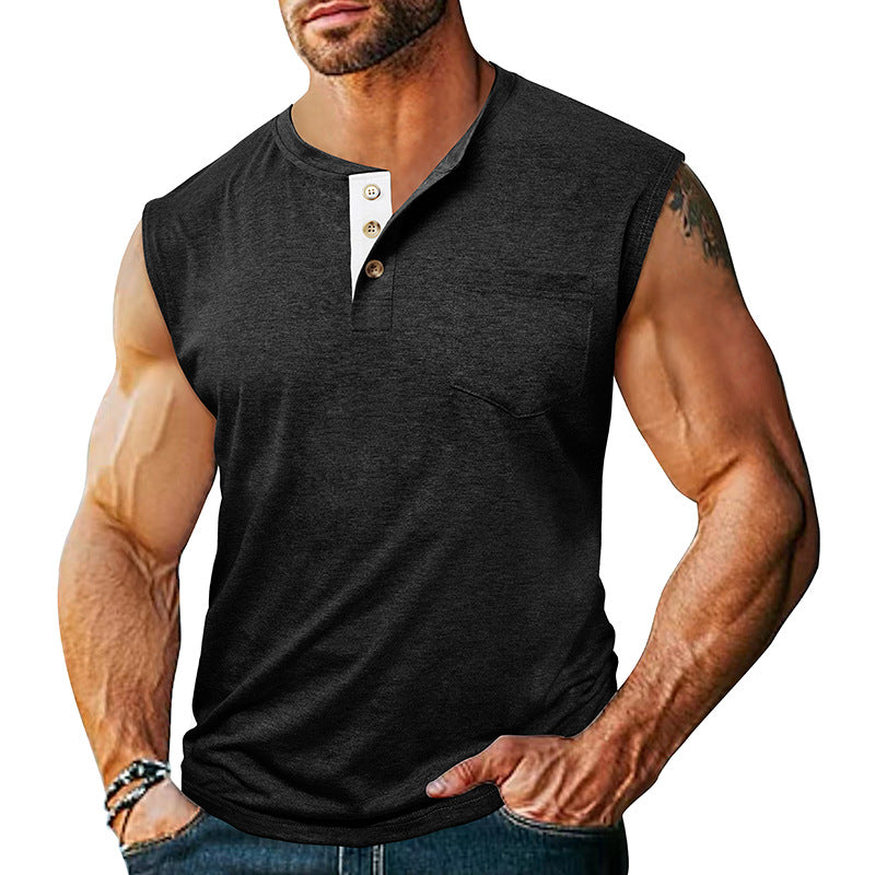 Men's Sleeveless Wide-Shoulder Tank Top Fitness Workout Top
