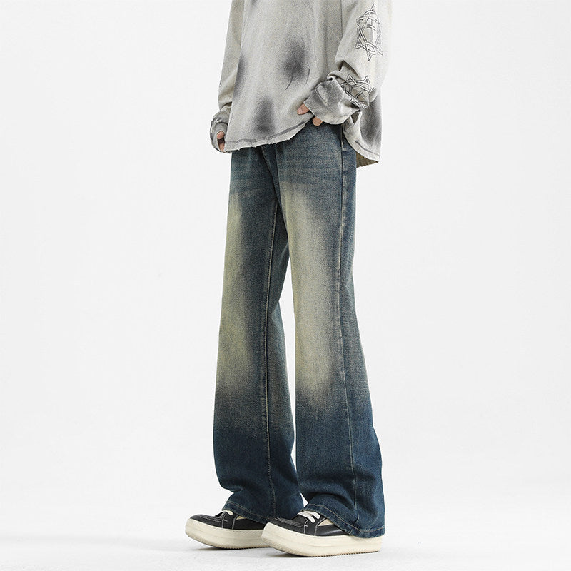 Mens Flared Denim Jeans Retro Casual Bell Bottoms