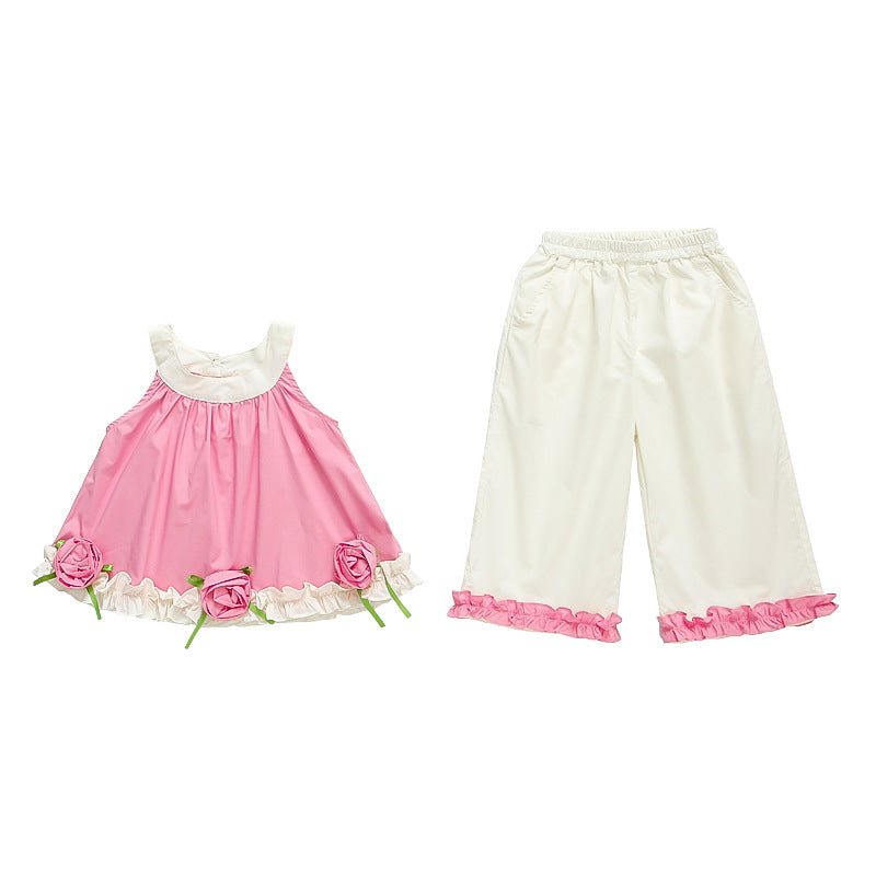 Girls Floral Halter Top and Flared Pants