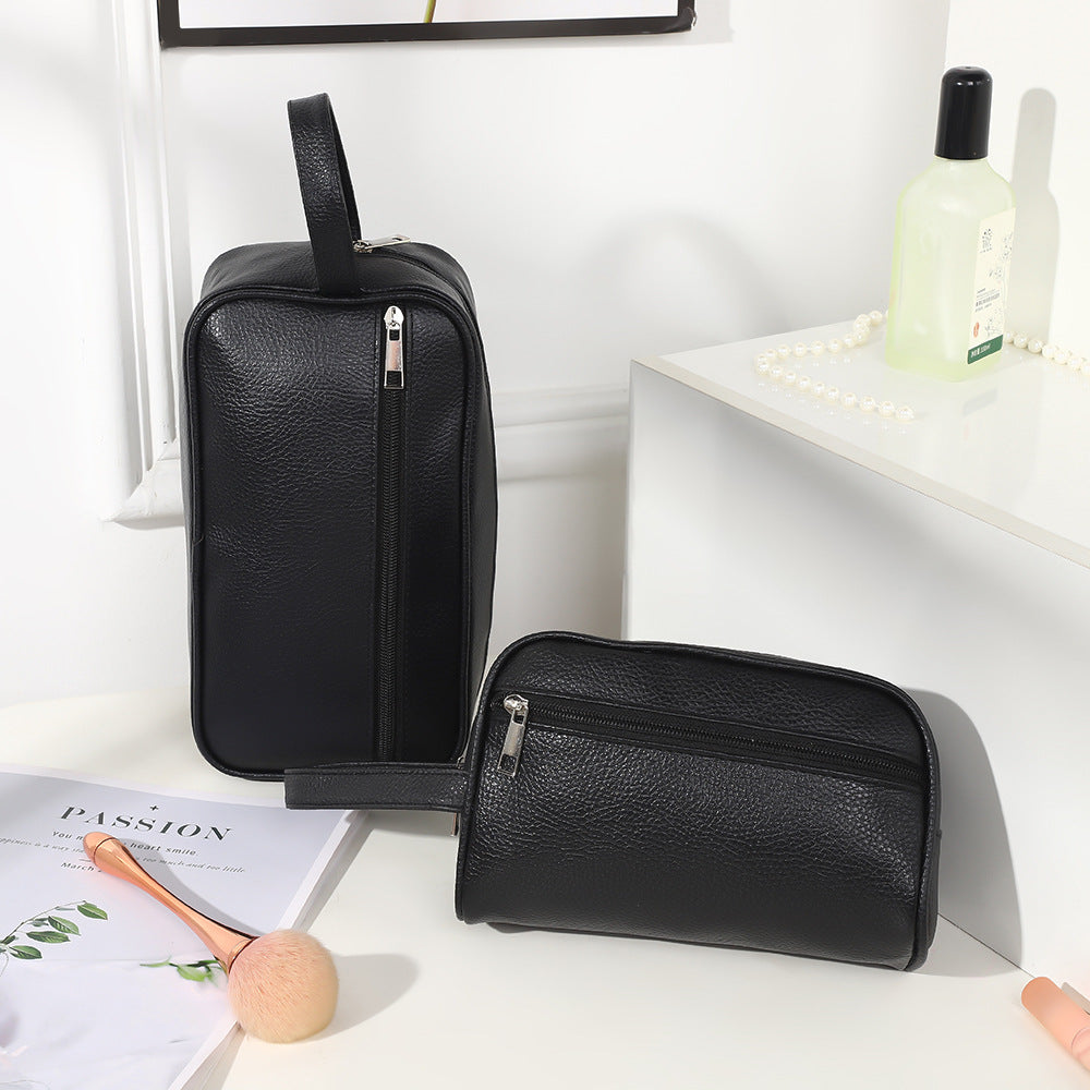 Litchi Pattern PVC Waterproof Toiletry Bag for Men