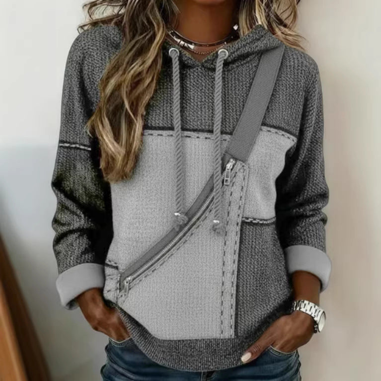 Womens 3D printed Hooded Long sleeve Sweatshirt With No Pockets