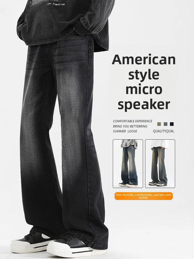 Mens Flared Denim Jeans Retro Casual Bell Bottoms