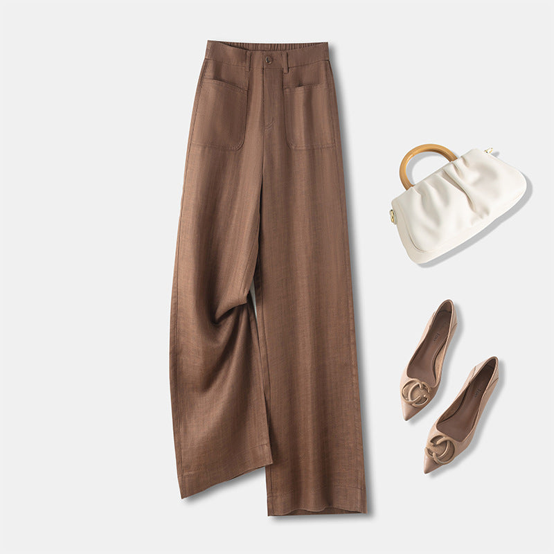 Womens Tencel Linen Wide Leg Pants