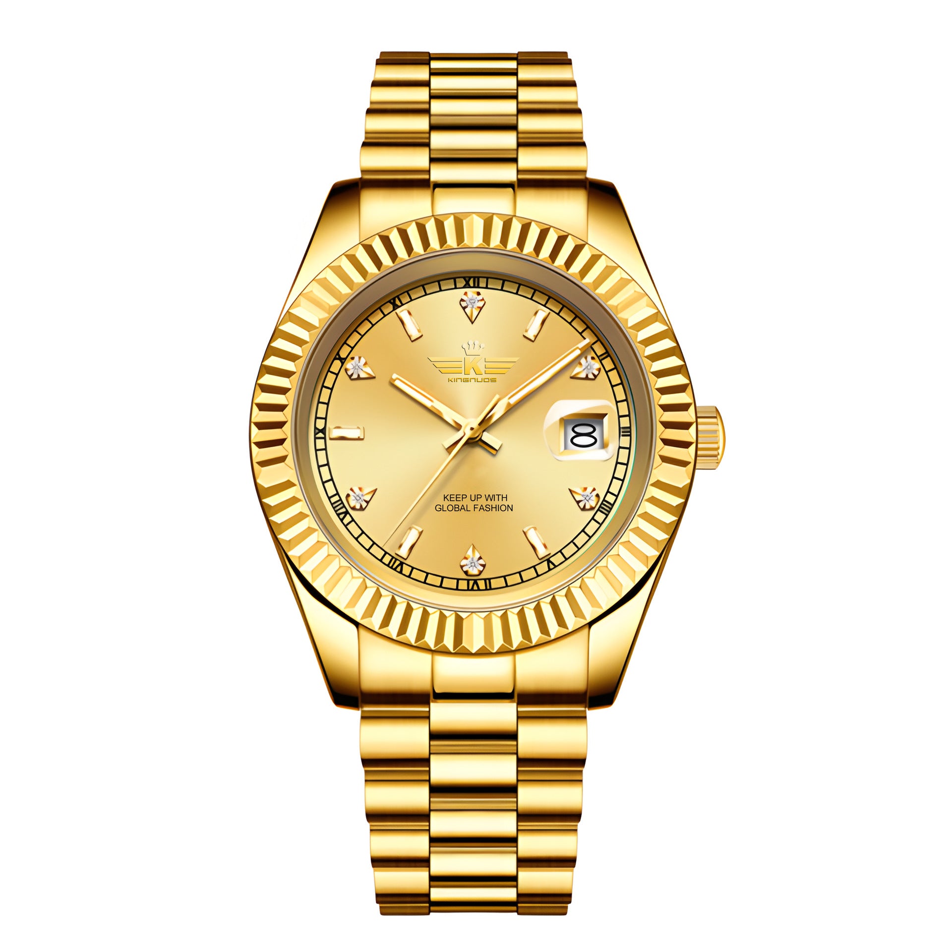 Elegant Mens Steel Band Roman Numeral Watch