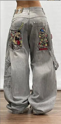 Y2k Gradient Loose Straight Denim Jeans for Men and Women