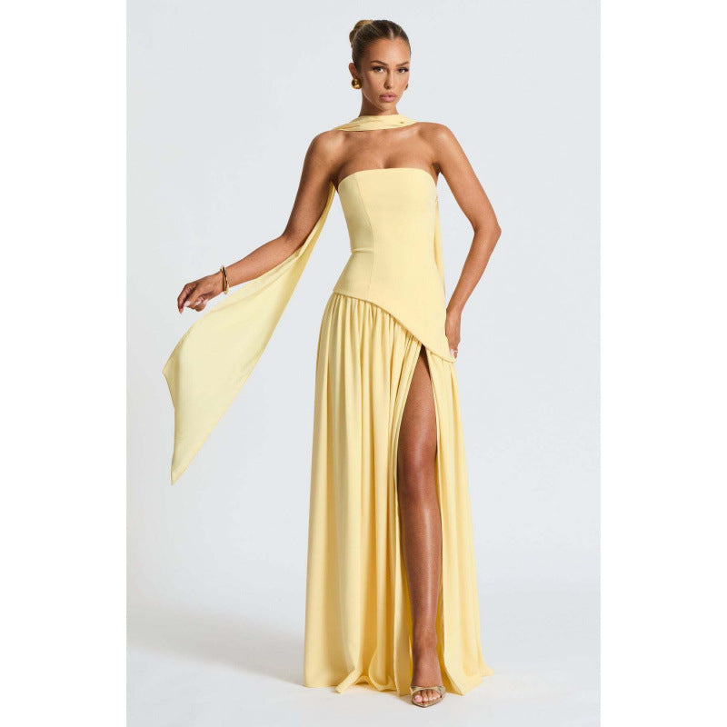 Women's Tube Top Slit Long Dress