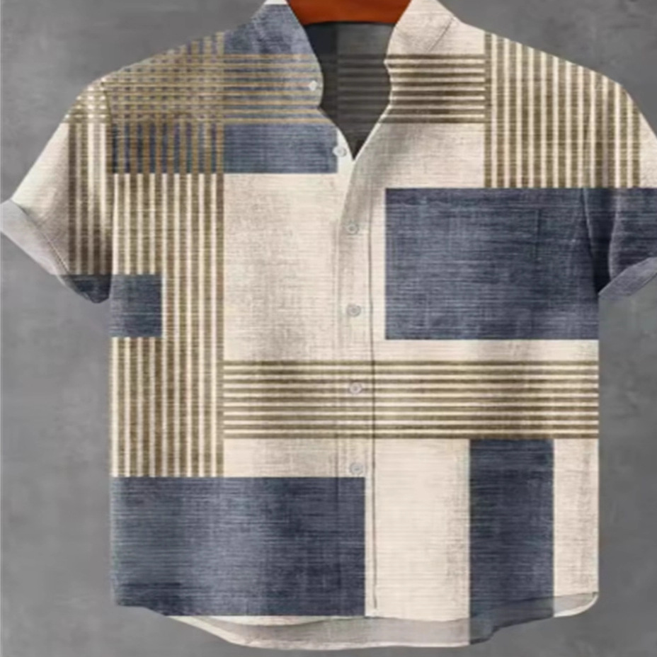 Mens Classic Striped Linen Shirt