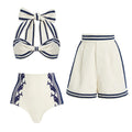 Navy Halter Neck High Waist Bikini Set