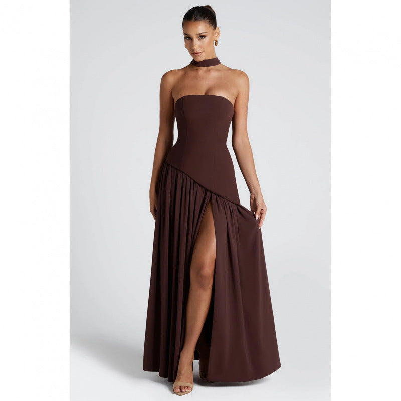 Women's Tube Top Slit Long Dress