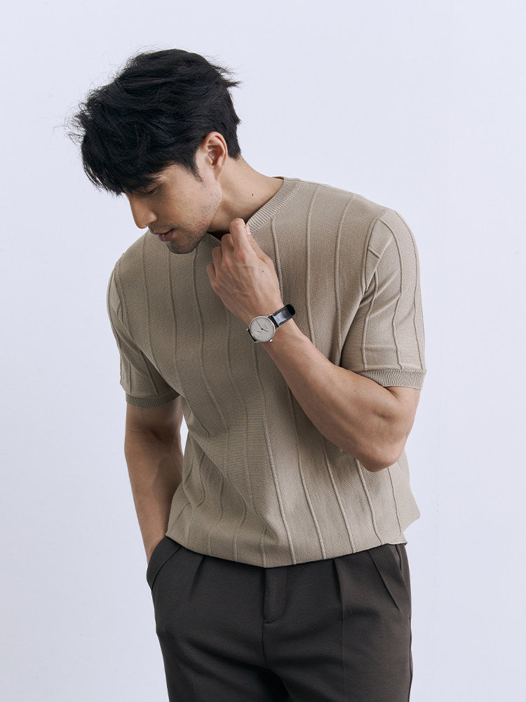 Mens Casual Short Sleeve Knit T-Shirt