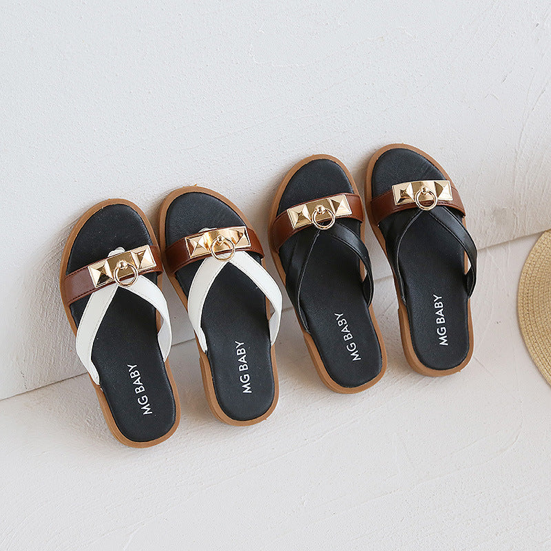 British Style Retro Children's Sandals And Slippers