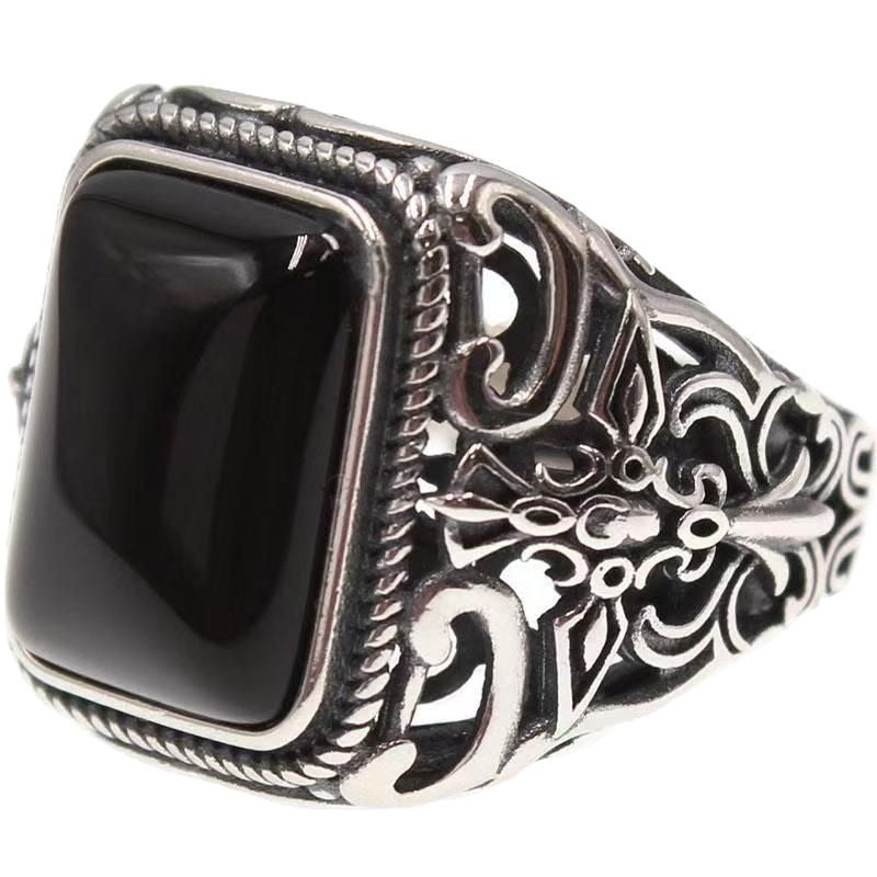 Vintage Geometric Adjustable Mens Ring