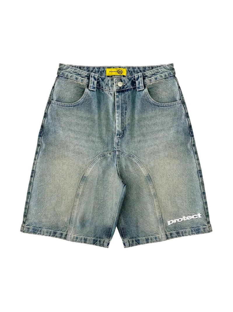 Men's Denim Five-Quarter Straight Pants