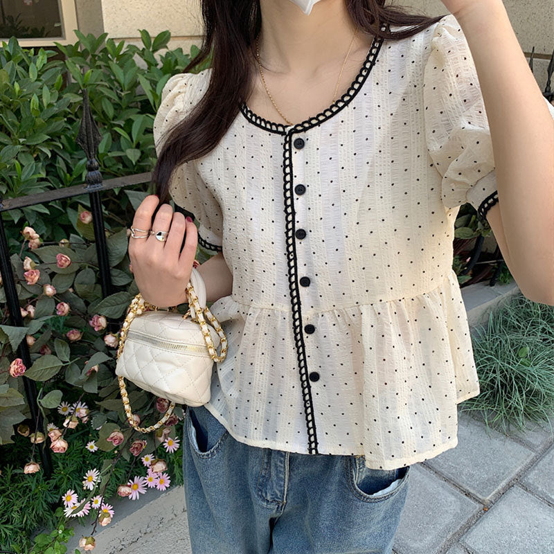Women's Polka Dot Short Sleeve Shirt