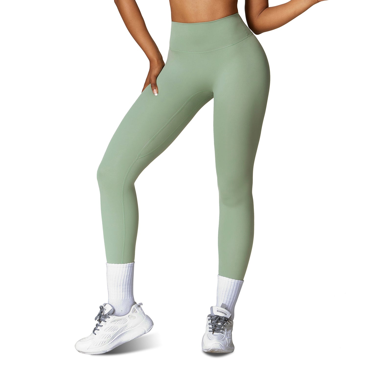 4 Sizes-5 Colors Option -- 1Pc Women's High Waist Workout Leggings Tummy Control Compression Yoga Tight Pants Gym Pants Athletic Running Leggings With 25In Inseam No Front Seam