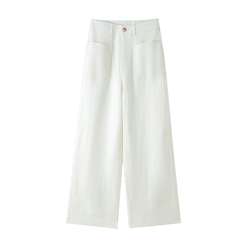 Womens Tencel Linen Wide Leg Pants