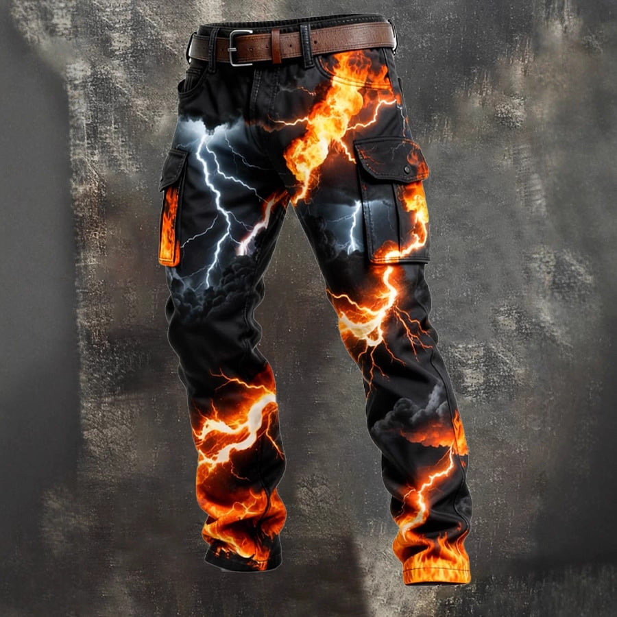 Retro Cargo Pants Men Straight Leg Trousers