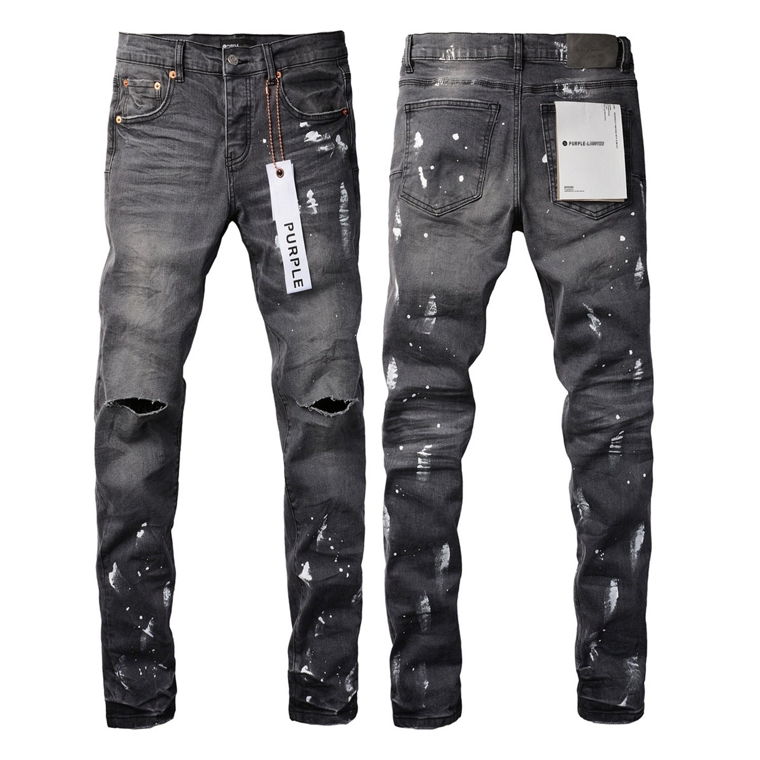 Mens Distressed Denim Jeans with Embroidery