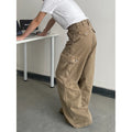 Distressed Vintage Casual Pants Loose Fit Multi-Pocket