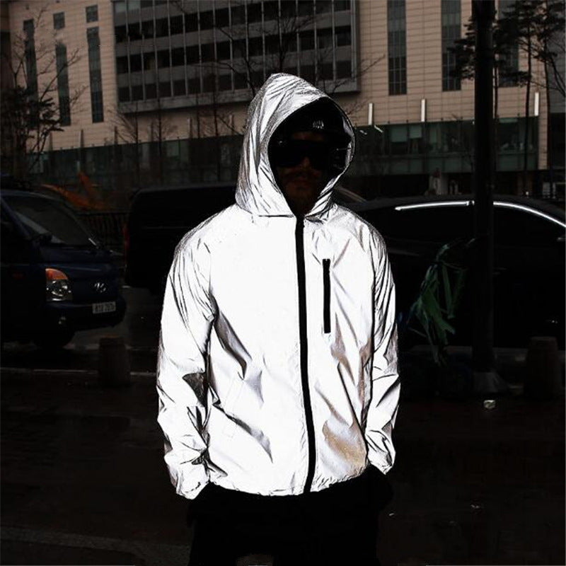 Reflective Hooded Windbreaker Jacket for Men and Women