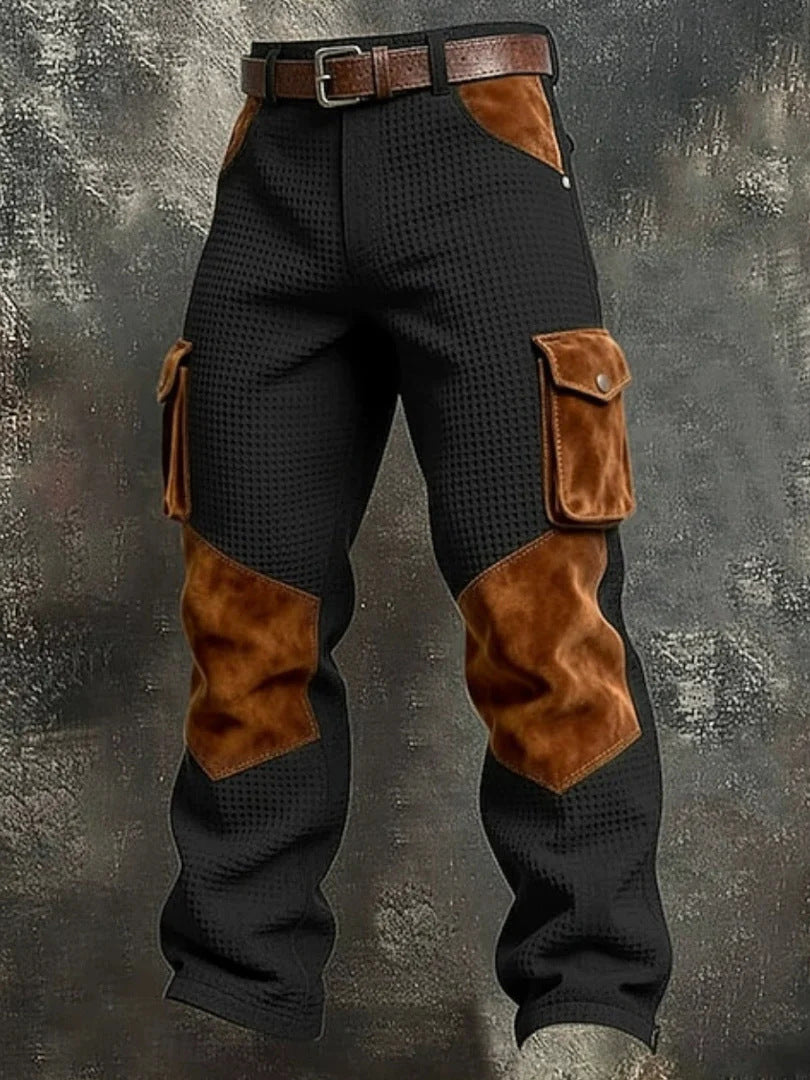 Retro Cargo Pants Men Straight Leg Trousers