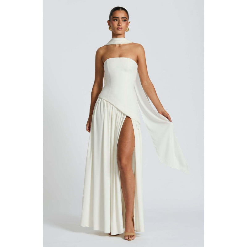 Women's Tube Top Slit Long Dress