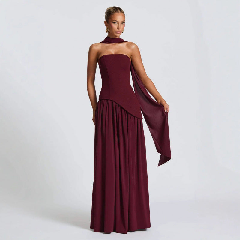 Women's Tube Top Slit Long Dress