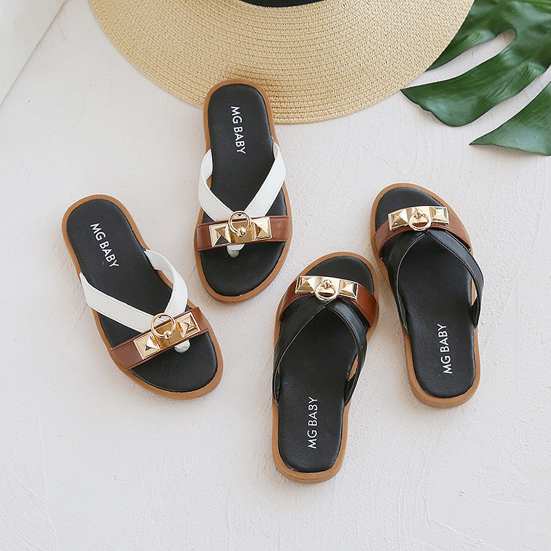 British Style Retro Children's Sandals And Slippers