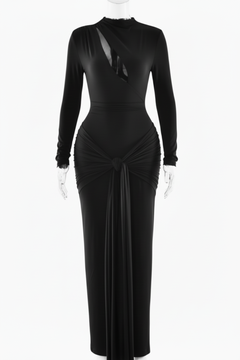 Split Hollow Long Sleeve Dress