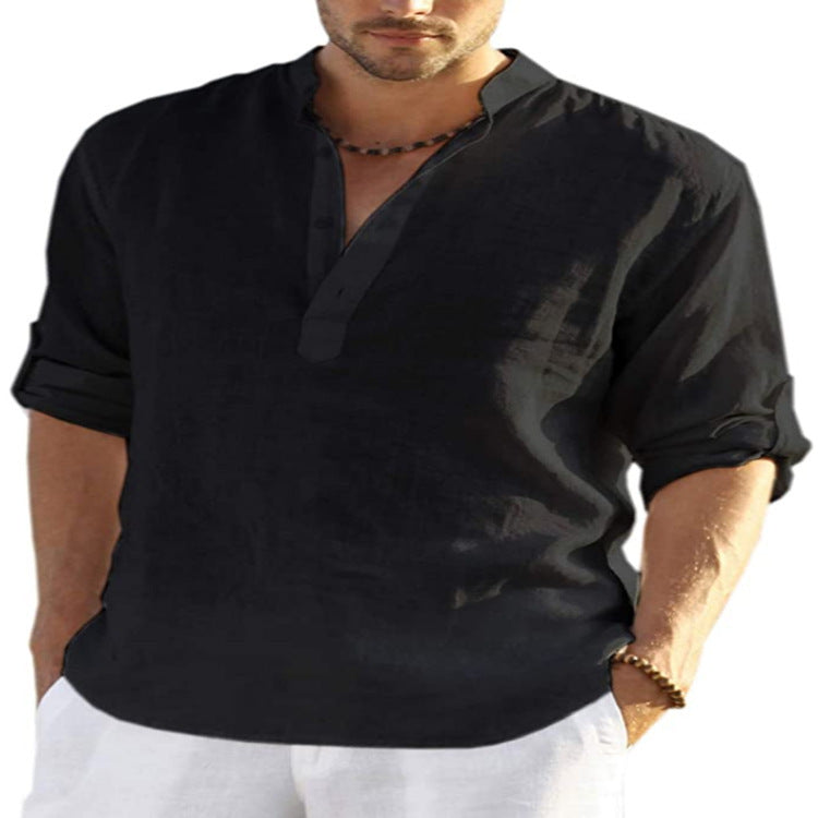 Mens Casual Cotton Linen Shirt