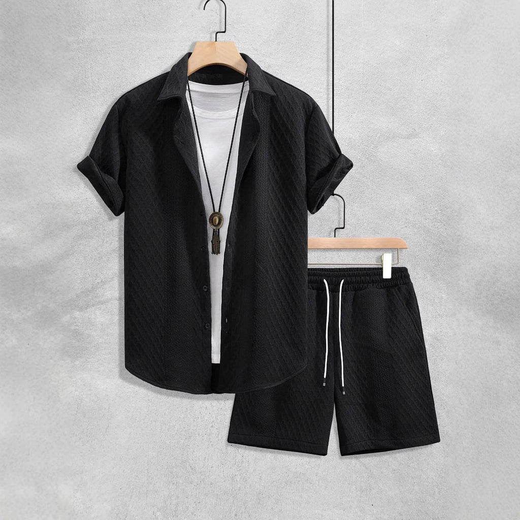 Mens Casual Short Sleeve Shirt and Shorts Set