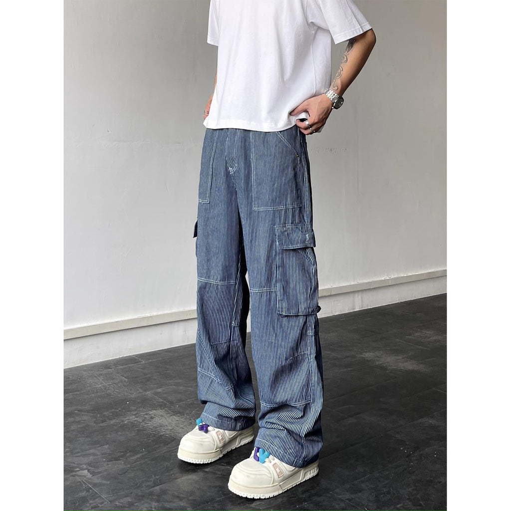 Straight Leg Denim Jeans with Multi-Pockets