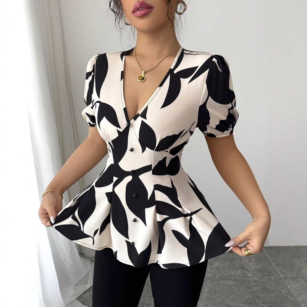 New Summer Womens Printed Shirts From Europe And America