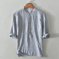 Mens Striped Linen Pullover Shirt