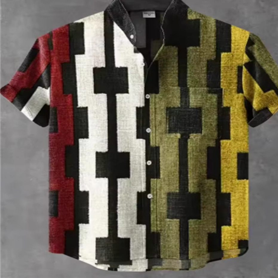 Mens Classic Striped Linen Shirt