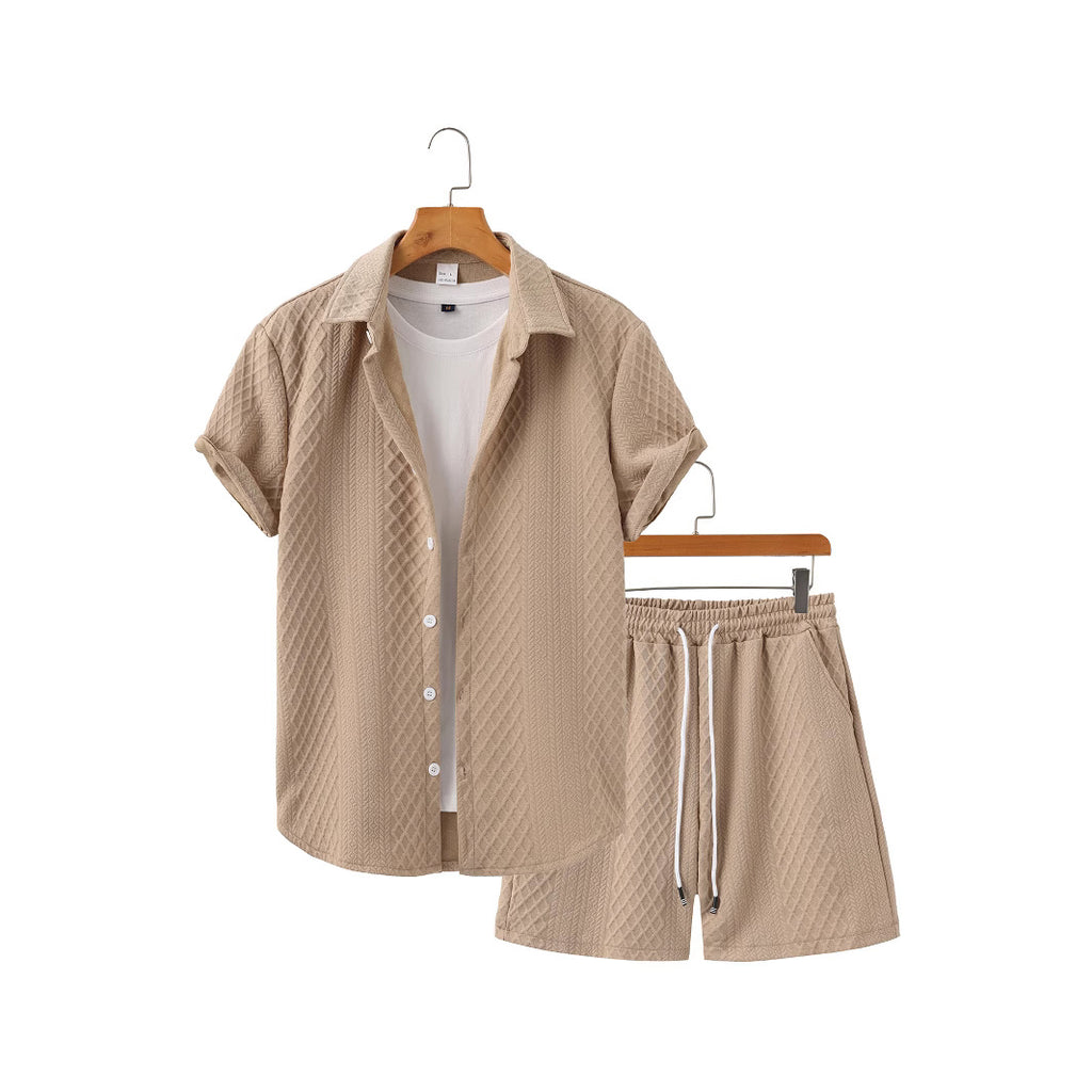Mens Casual Short Sleeve Shirt and Shorts Set