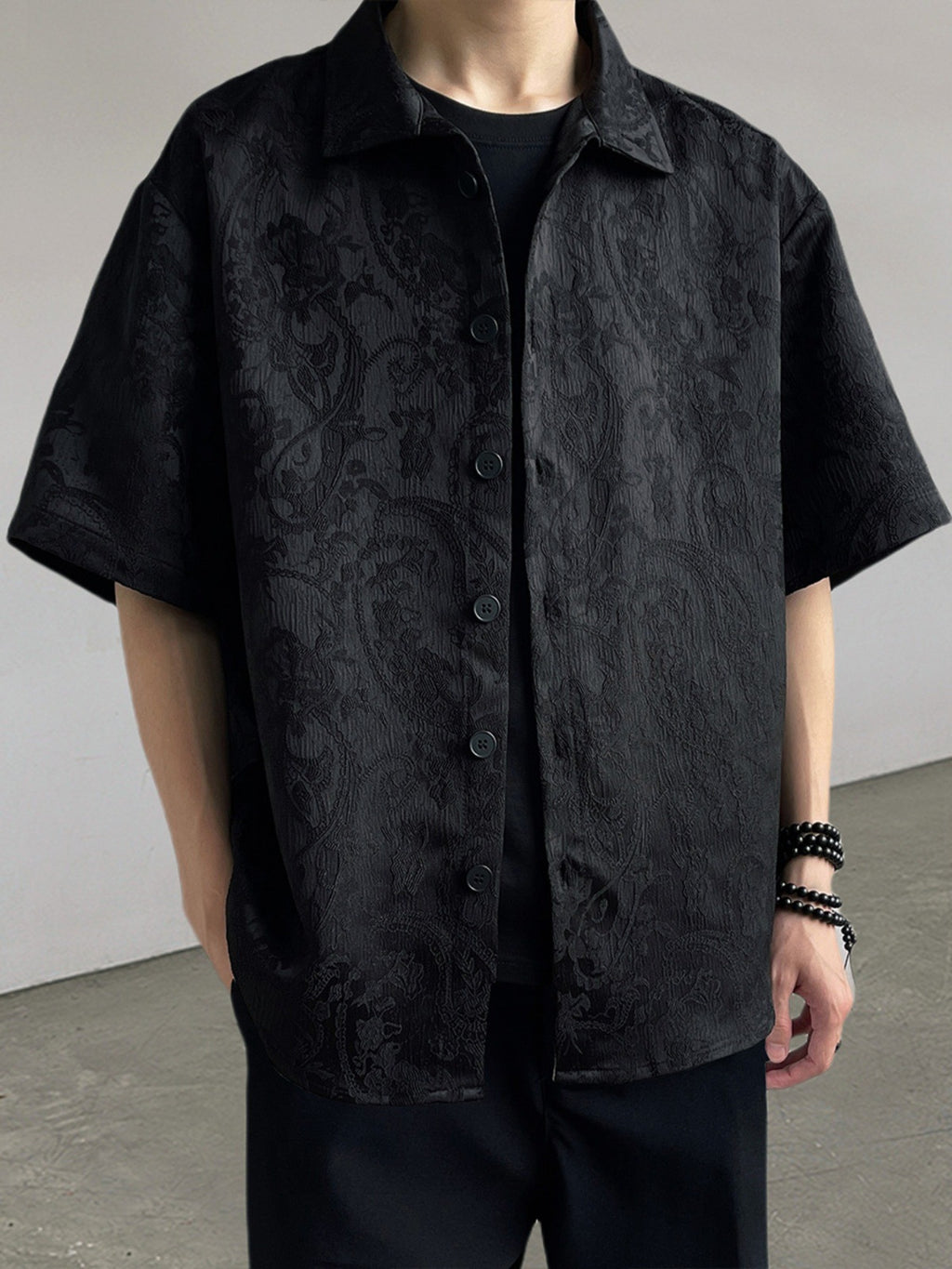 Chinese Style Embroidered Loose Fit Shirt for Men