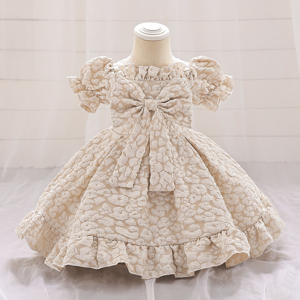 Girls Satin Princess Dress With Large Butterfly Design For Formal Occasions