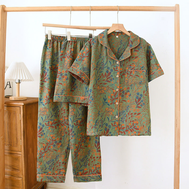 Pure Cotton Yarn-Dyed Jacquard Womens Pajama