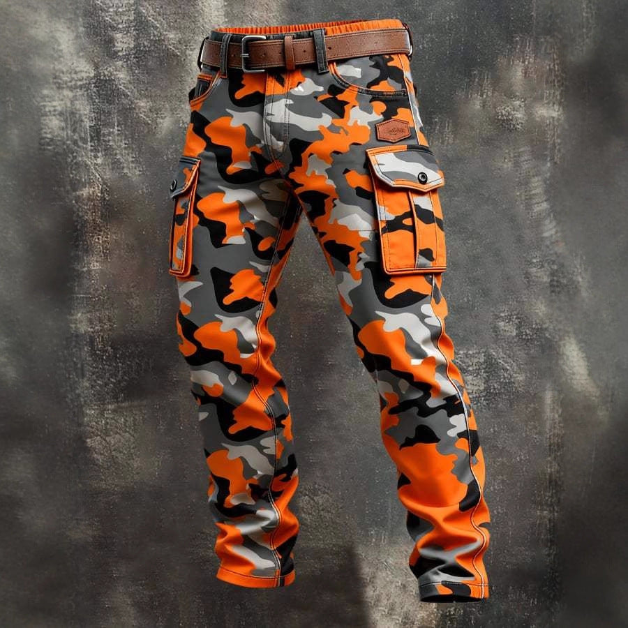 Retro Cargo Pants Men Straight Leg Trousers