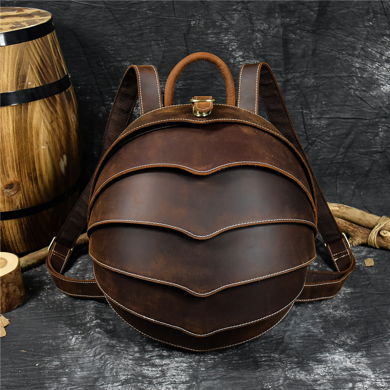 Vintage Genuine Leather Beetle Backpack for Men and Women