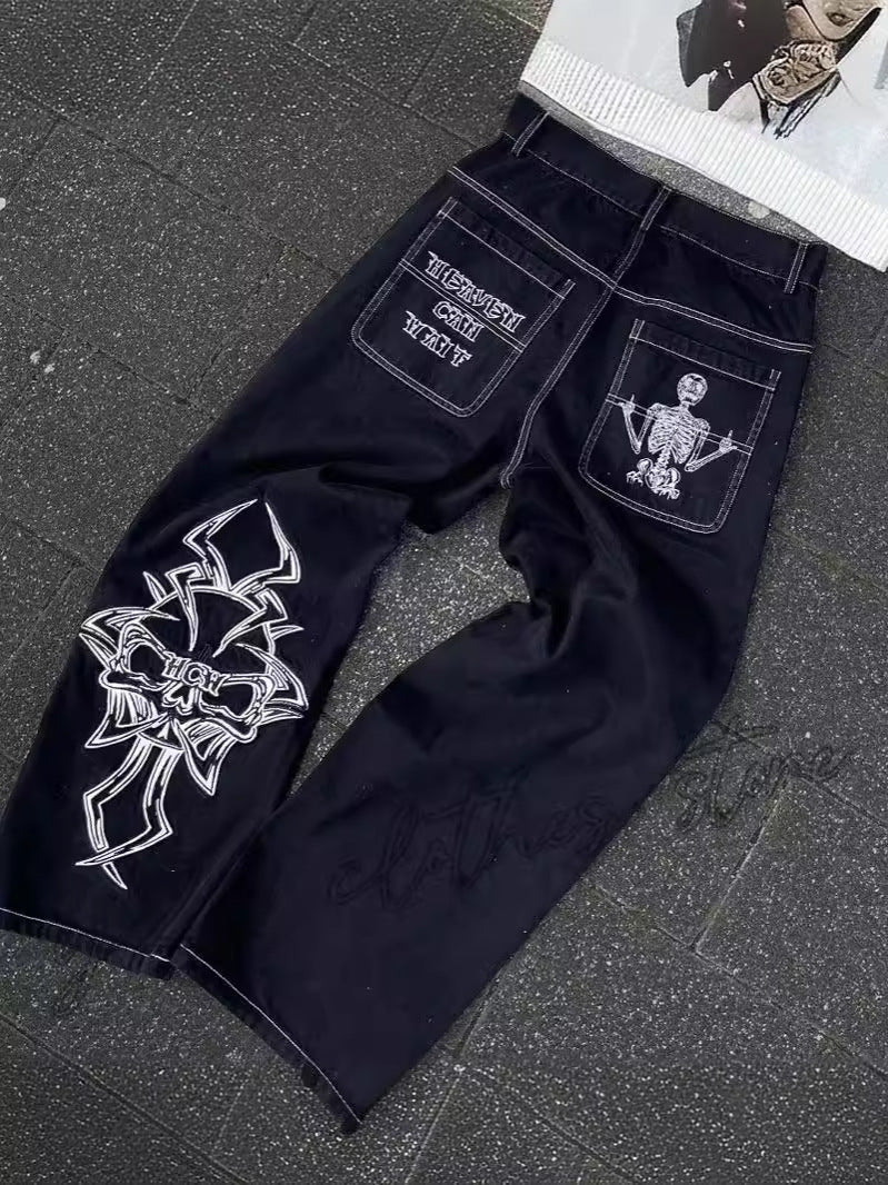 Men's Embroidered Straight Leg Jeans