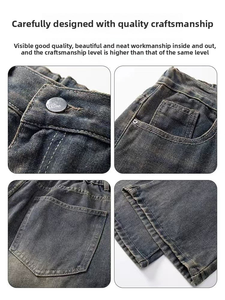 Mens Flared Denim Jeans Retro Casual Bell Bottoms