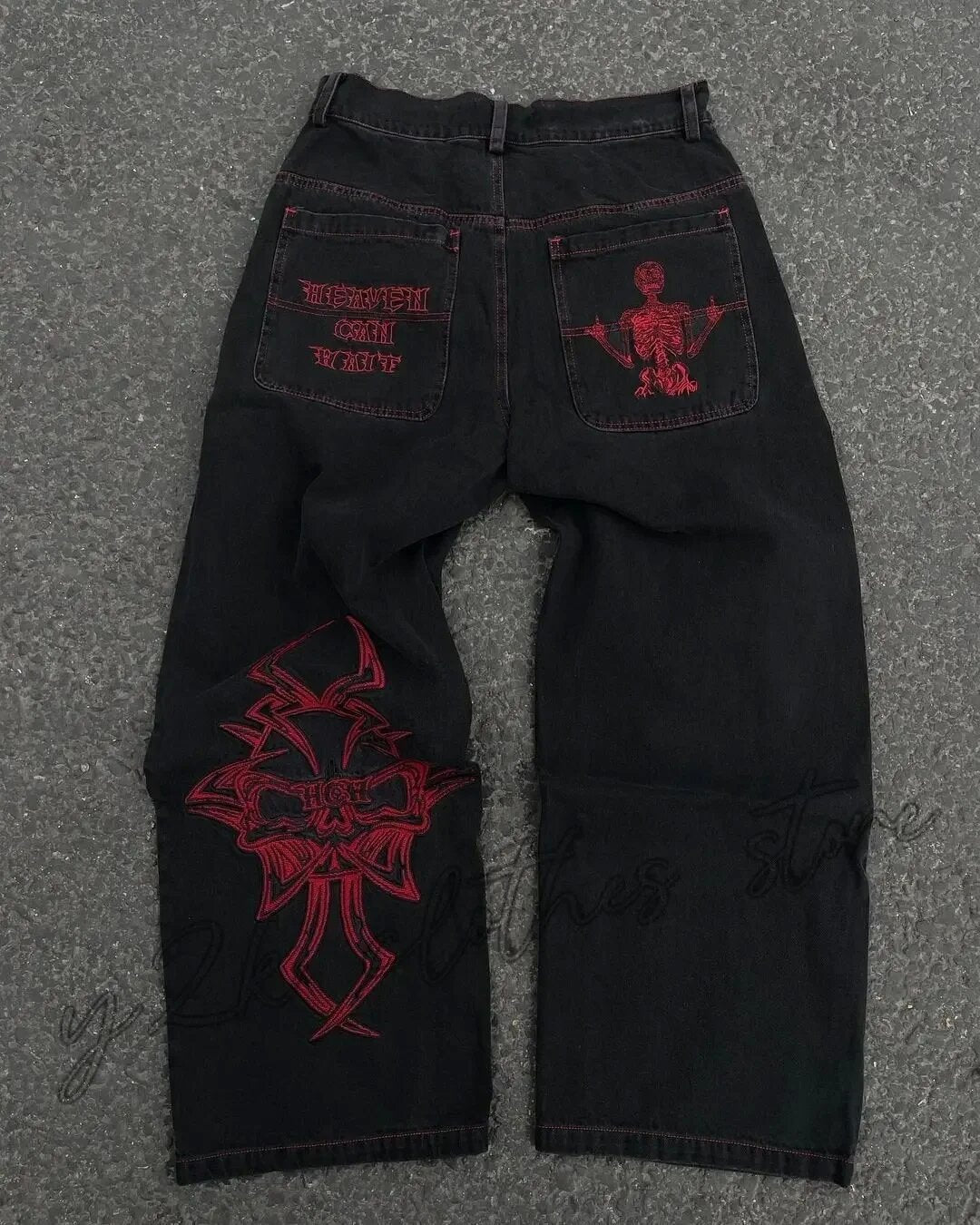 Men's Embroidered Straight Leg Jeans