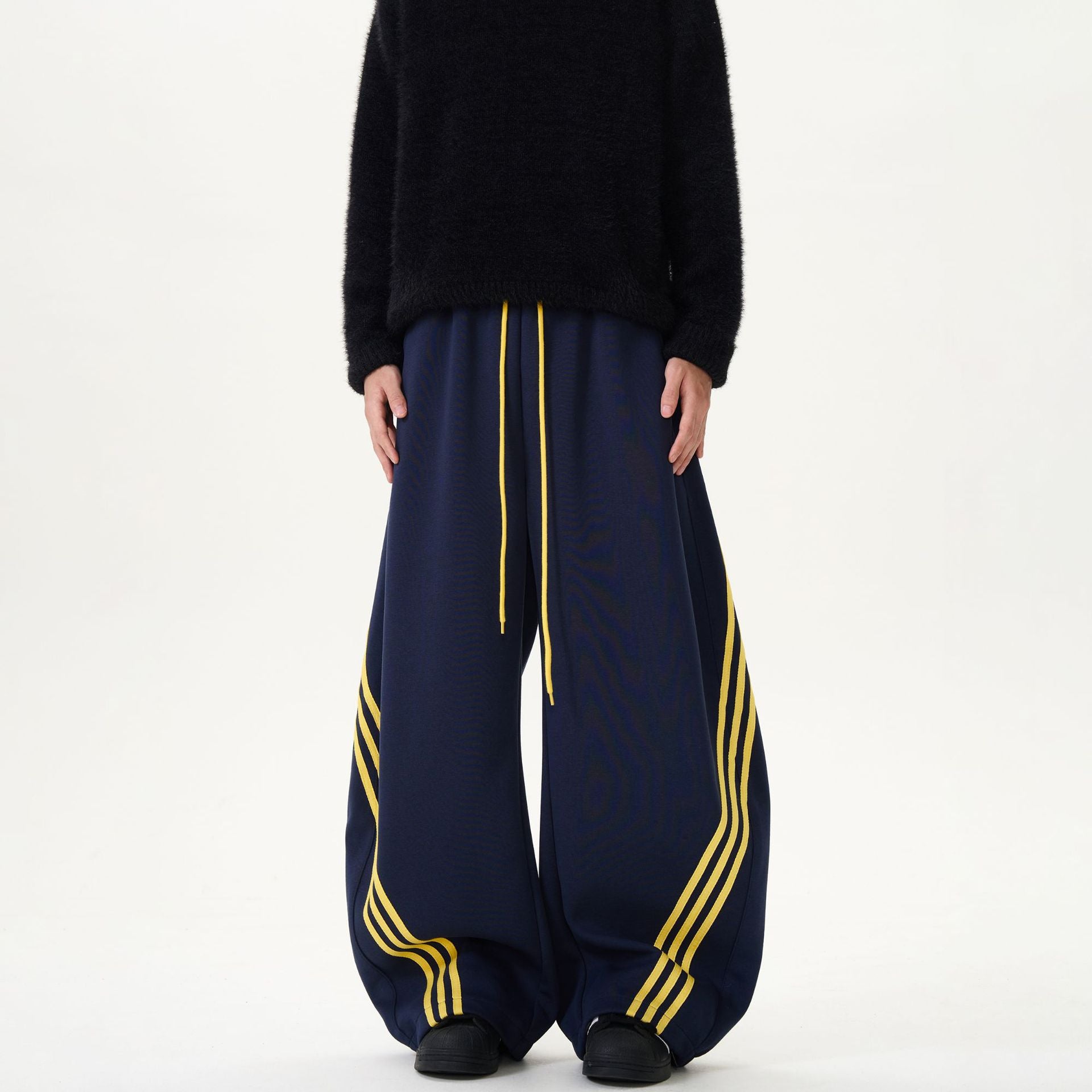 Elastic Waist Striped Wide Leg Sweatpants