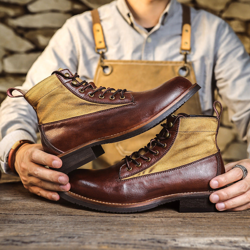 Retro Leather Ankle Boots for Men