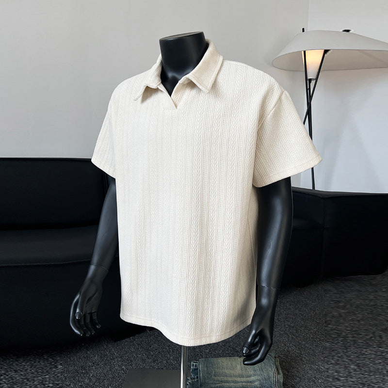 Short-sleeved shirt with wheat ear pattern for men in summer