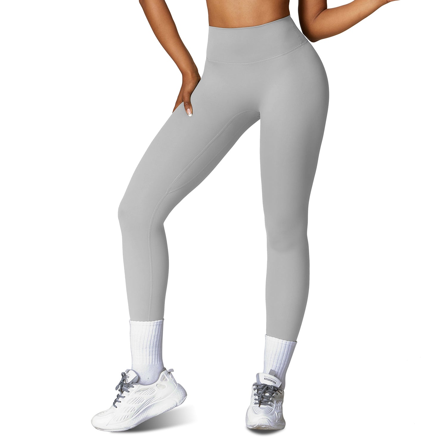 4 Sizes-5 Colors Option -- 1Pc Women's High Waist Workout Leggings Tummy Control Compression Yoga Tight Pants Gym Pants Athletic Running Leggings With 25In Inseam No Front Seam